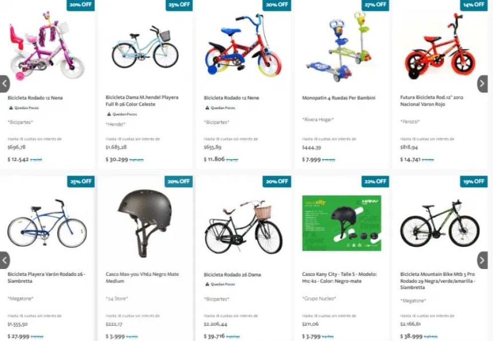 Bicicletas en 18 discount cuotas sin interes