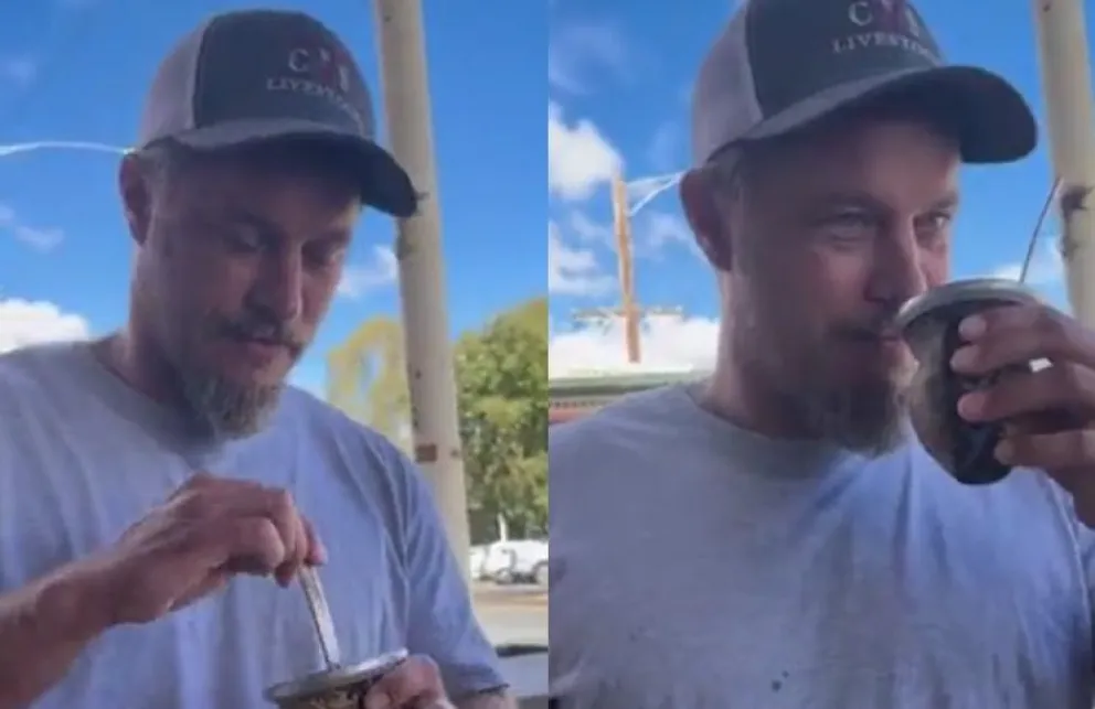 Un argentino se cruzó a Ragnar, el actor de Vikingos,  y le hizo probar mate: la reacción 