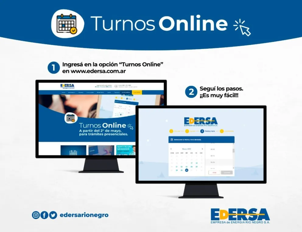 Ahora para hacer un trámite en Edersa vas a tener que sacar turno on line
